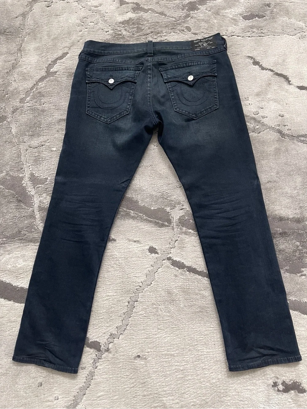 True Religion Geno Flap Big T Relaxed Slim Dark Blue Mens Jeans W40 L32